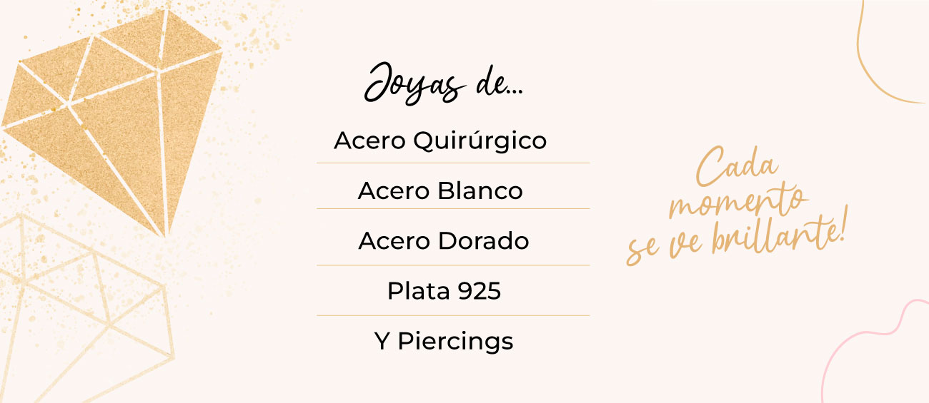 Joyas de plata 925, acero quirúrgico, acero blanco, acero dorado y piercings